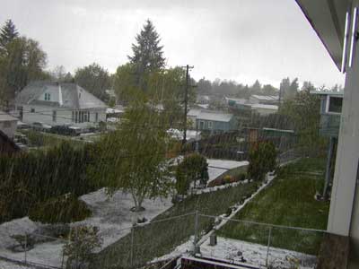 To the east... coming down hard!